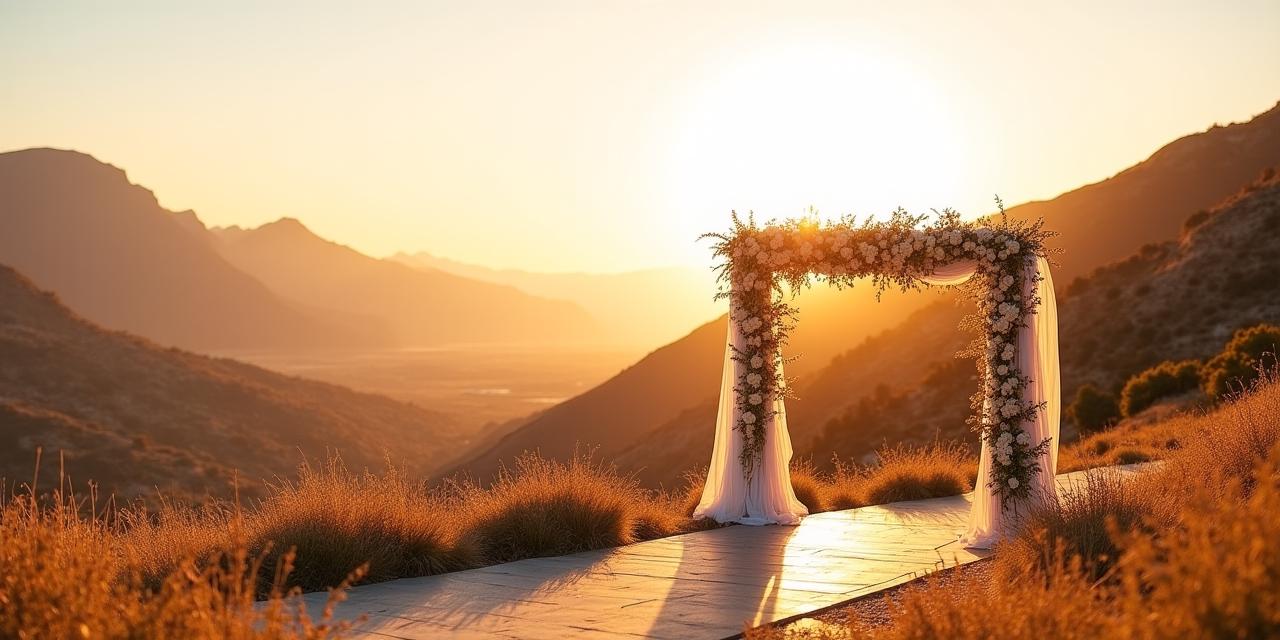 Breathtaking panoramic view of a South African coastal wedding venue at sunset
