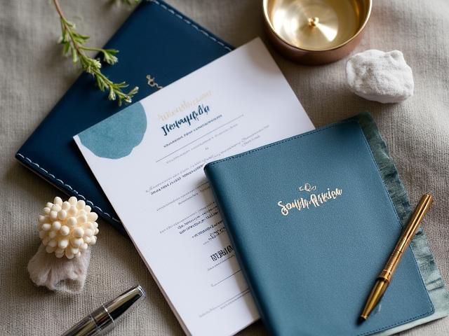 Detail of bespoke wedding invitations and South African decor