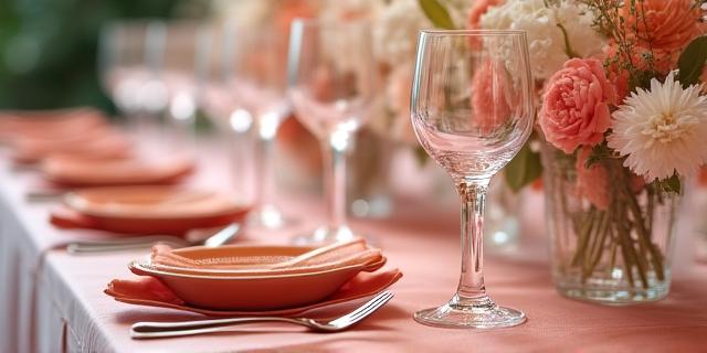 Bespoke table setting detail with high-end crystal and aquatic textures